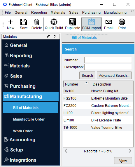 Fishbowl Advanced - BOM Import