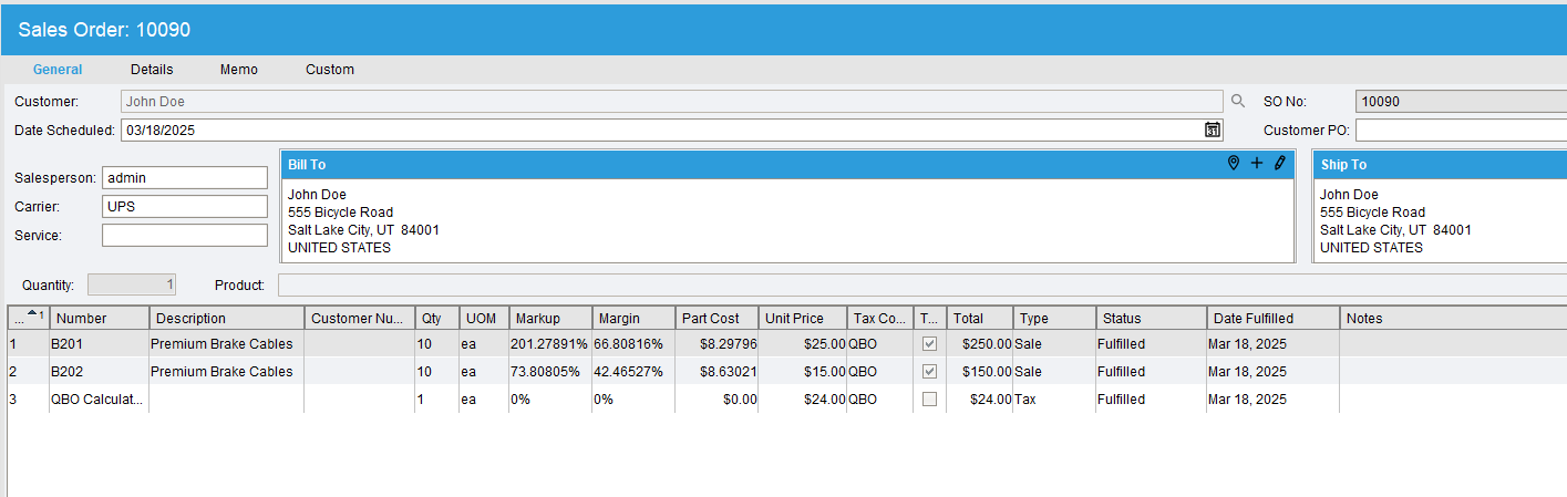 Fishbowl Advanced - QuickBooks Online